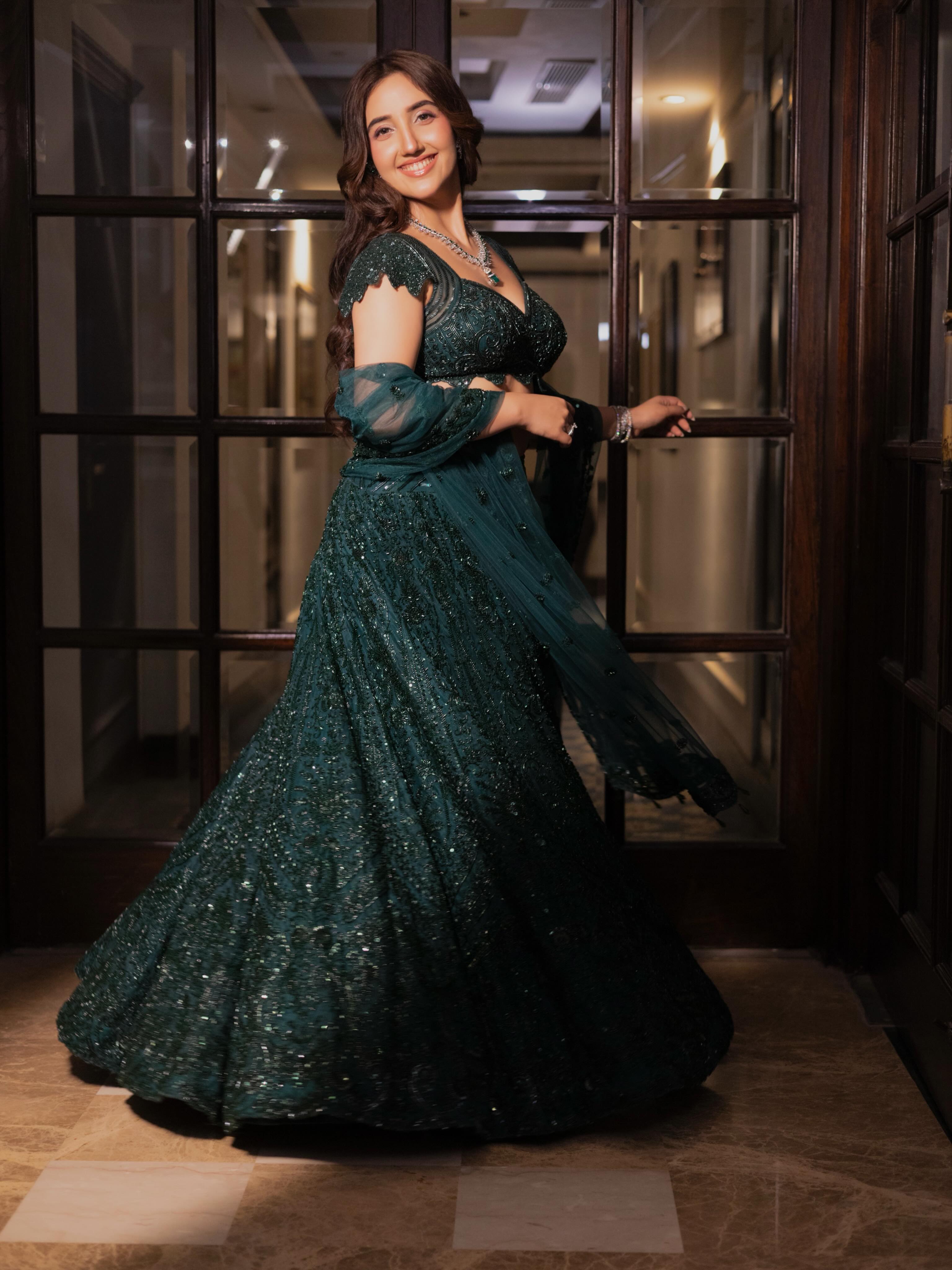 Ashnoor Kaur Glows In Emerald Elegance