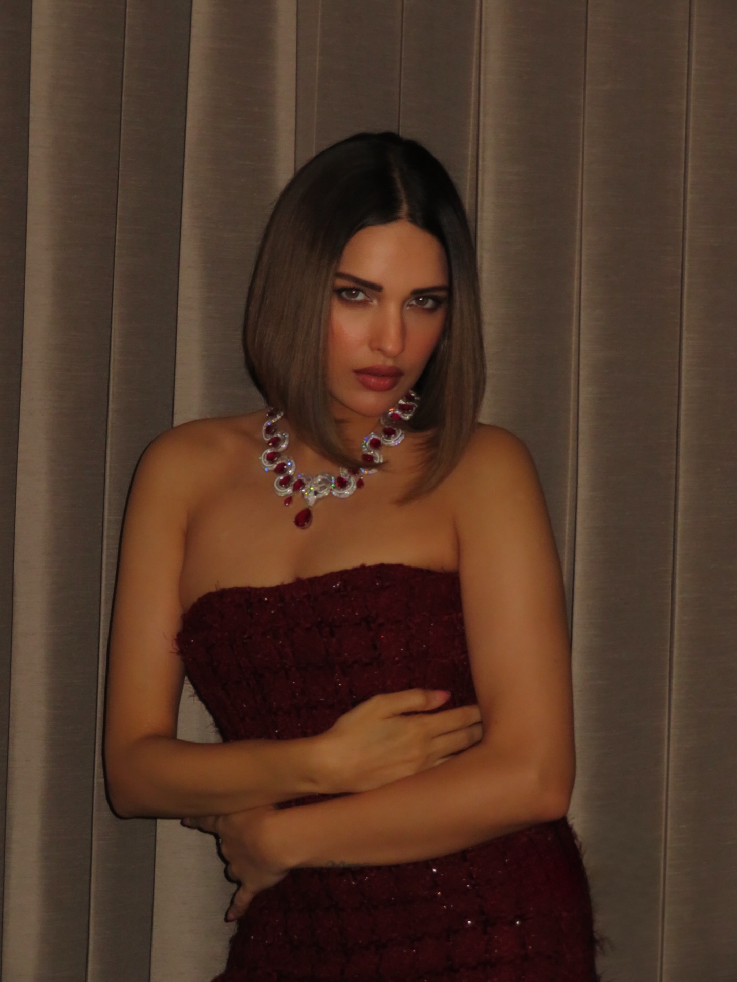 Himanshi Khurana Radiates Glamour In Burgundy