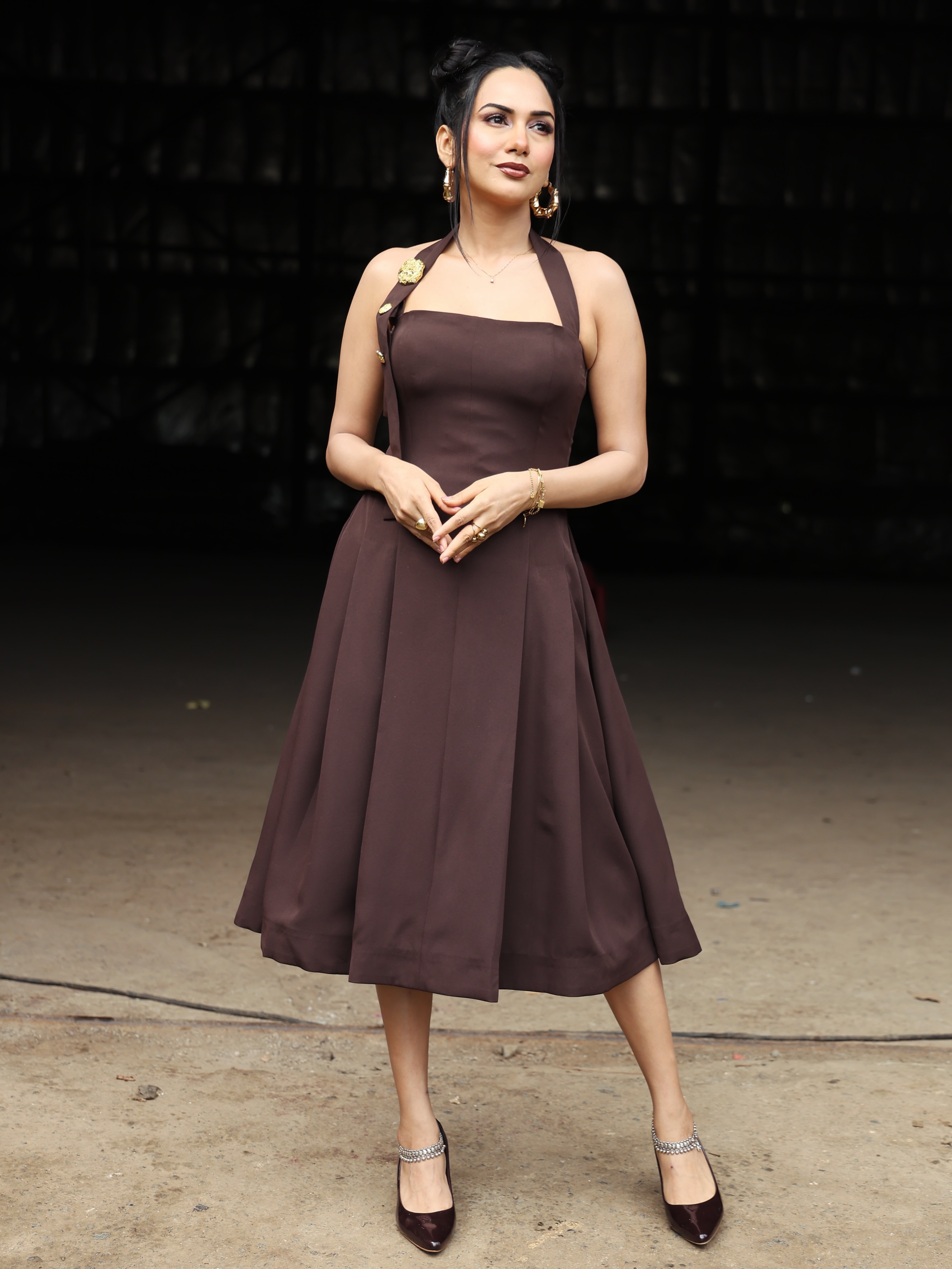 Akanksha Chamola Stuns in Chocolate Brown Dress