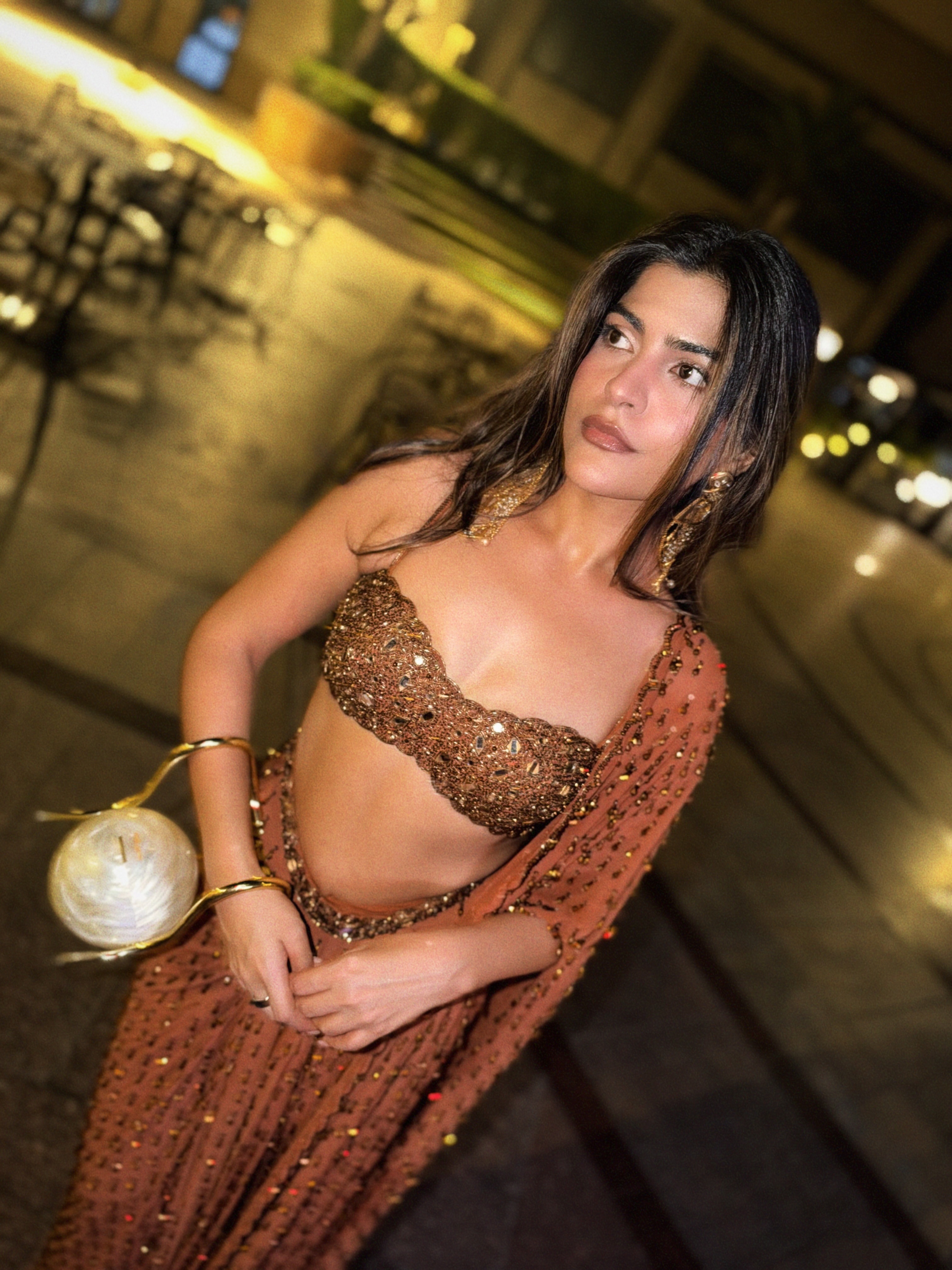 Kritika Khurana Brings The Drama In A Rust-Toned Sequinned Ensemble