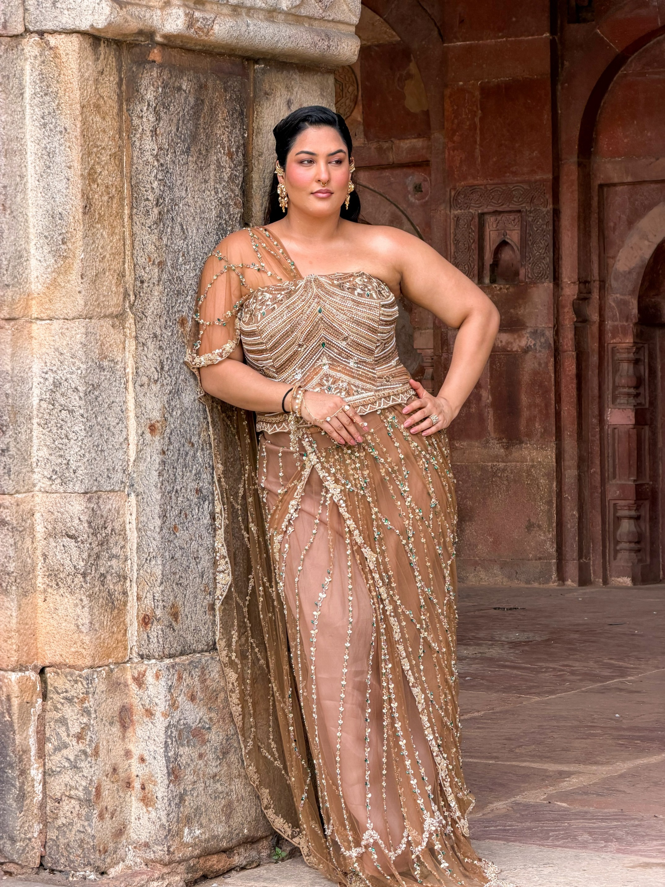 Sakshi Sindwani Shimmering Drape Gown is the Ultimate Festive Look