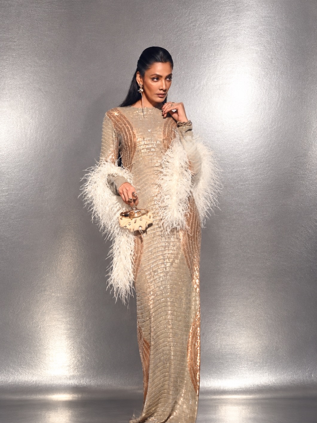 Ishita Mangal&rsquo;s Feather-Detail Gown Delivers Maximum Glamour