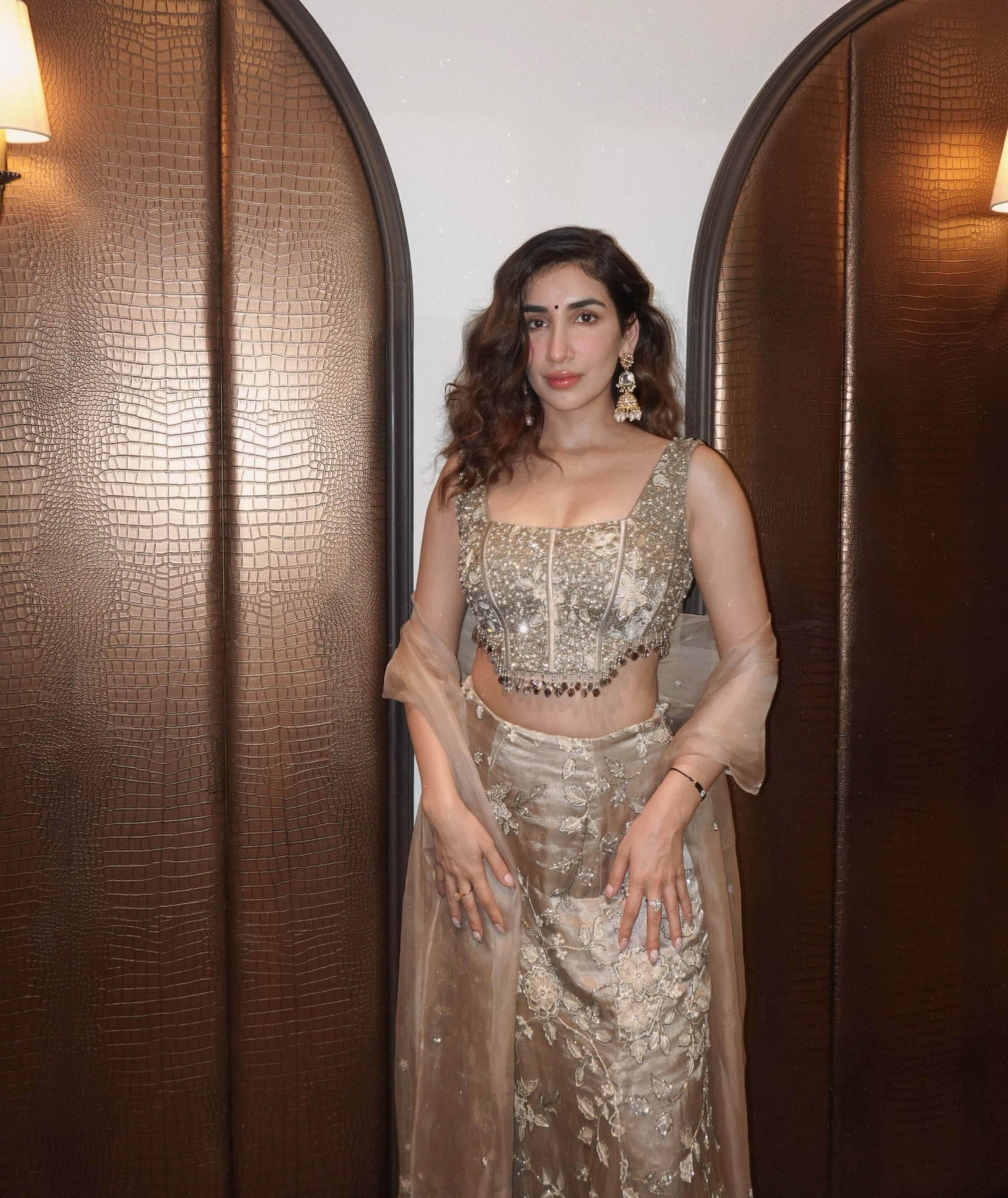 Parul Gulati Exudes Elegance In A Champagne Embroidered Lehenga