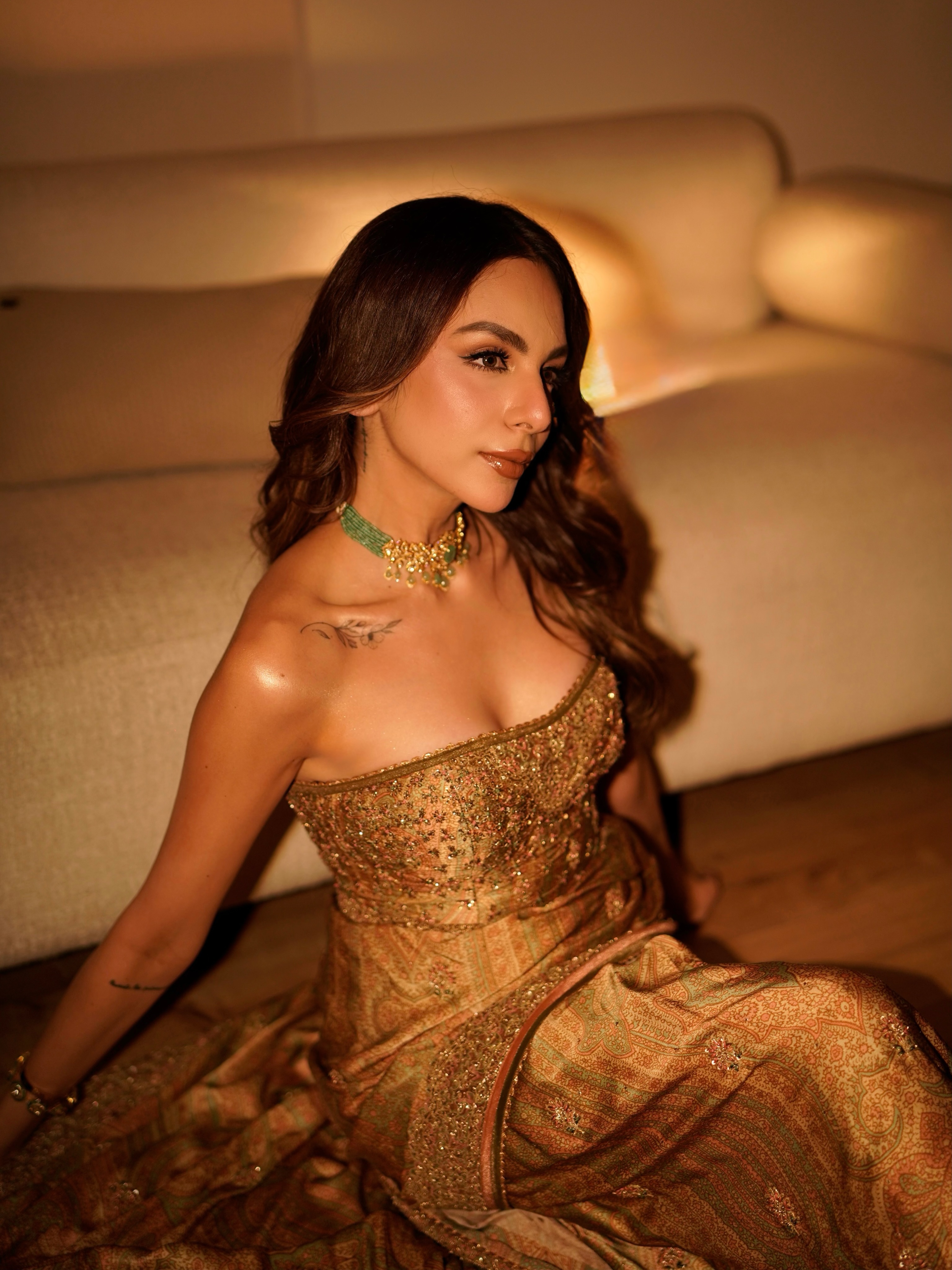 Nitibha Kaul Radiates Elegance In A Gold Saree