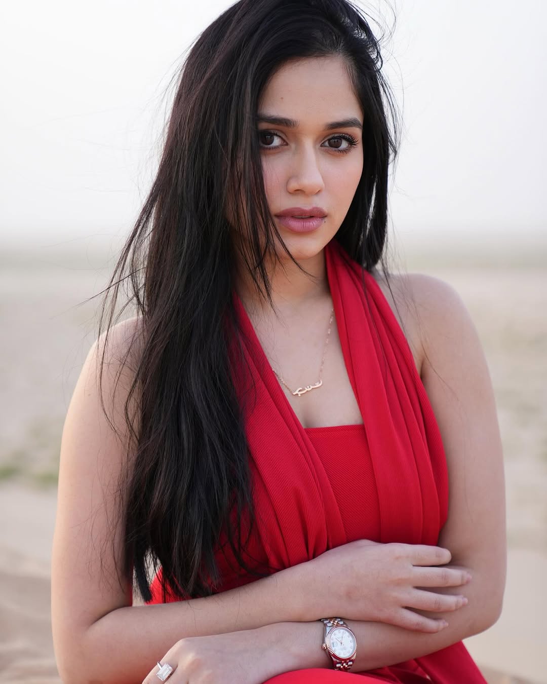 Jannat Zubair Exudes Charm in a Red Dress