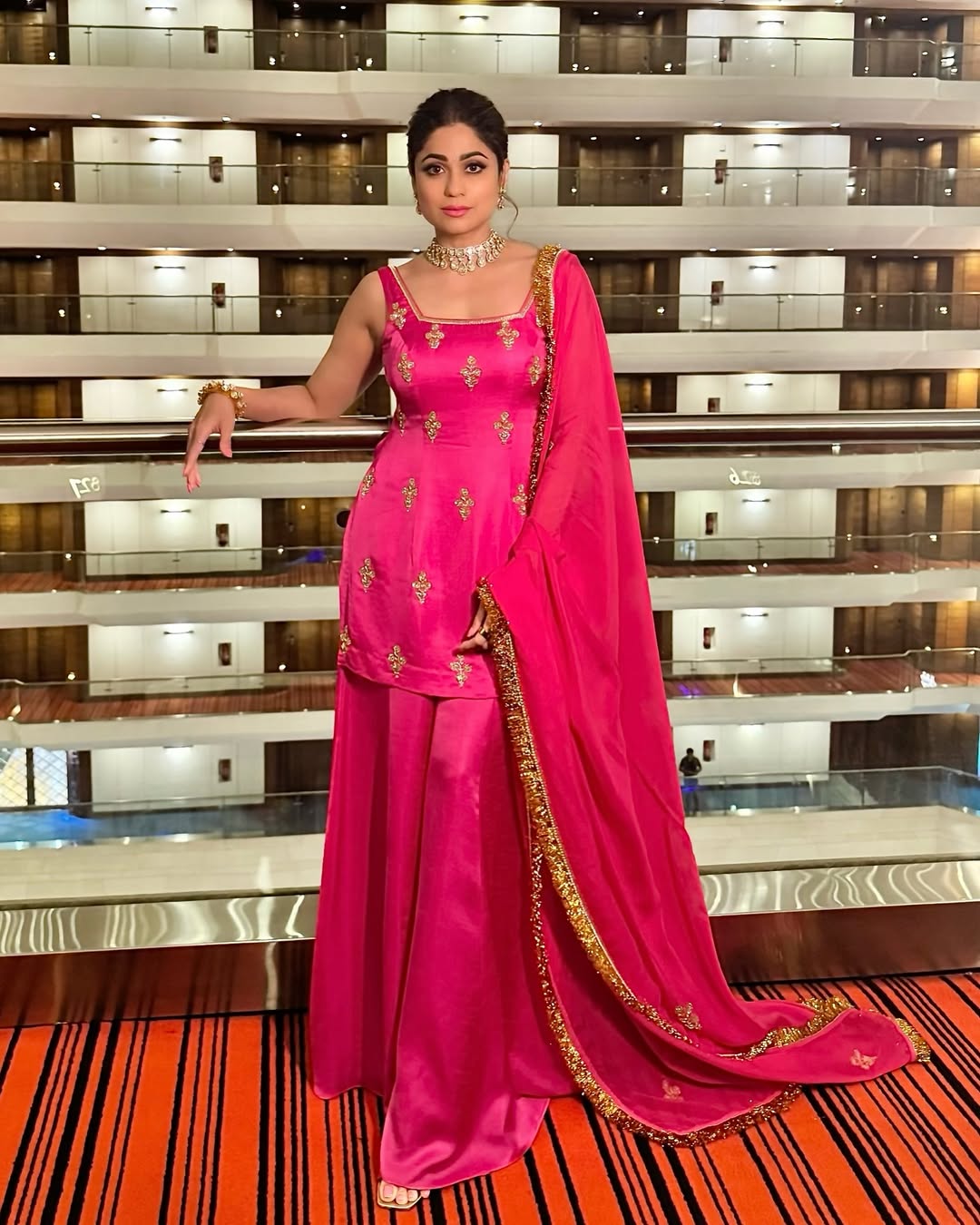 Shamita Shetty's Hot Pink Elegance