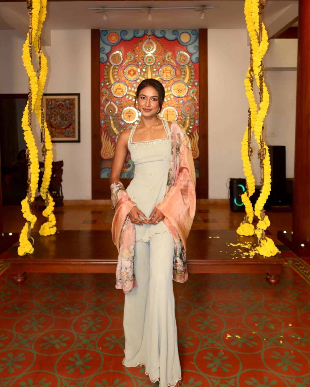 Rida Tharana Shines in Pastel Green Elegance