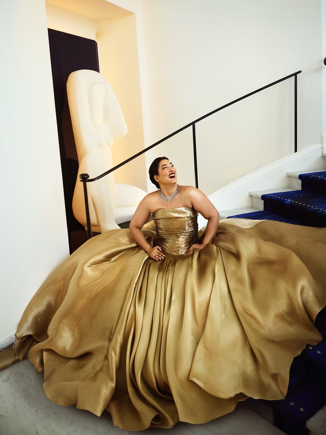 Sakshi Sindhwani Owns the Spotlight in Metallic Golden Gown
