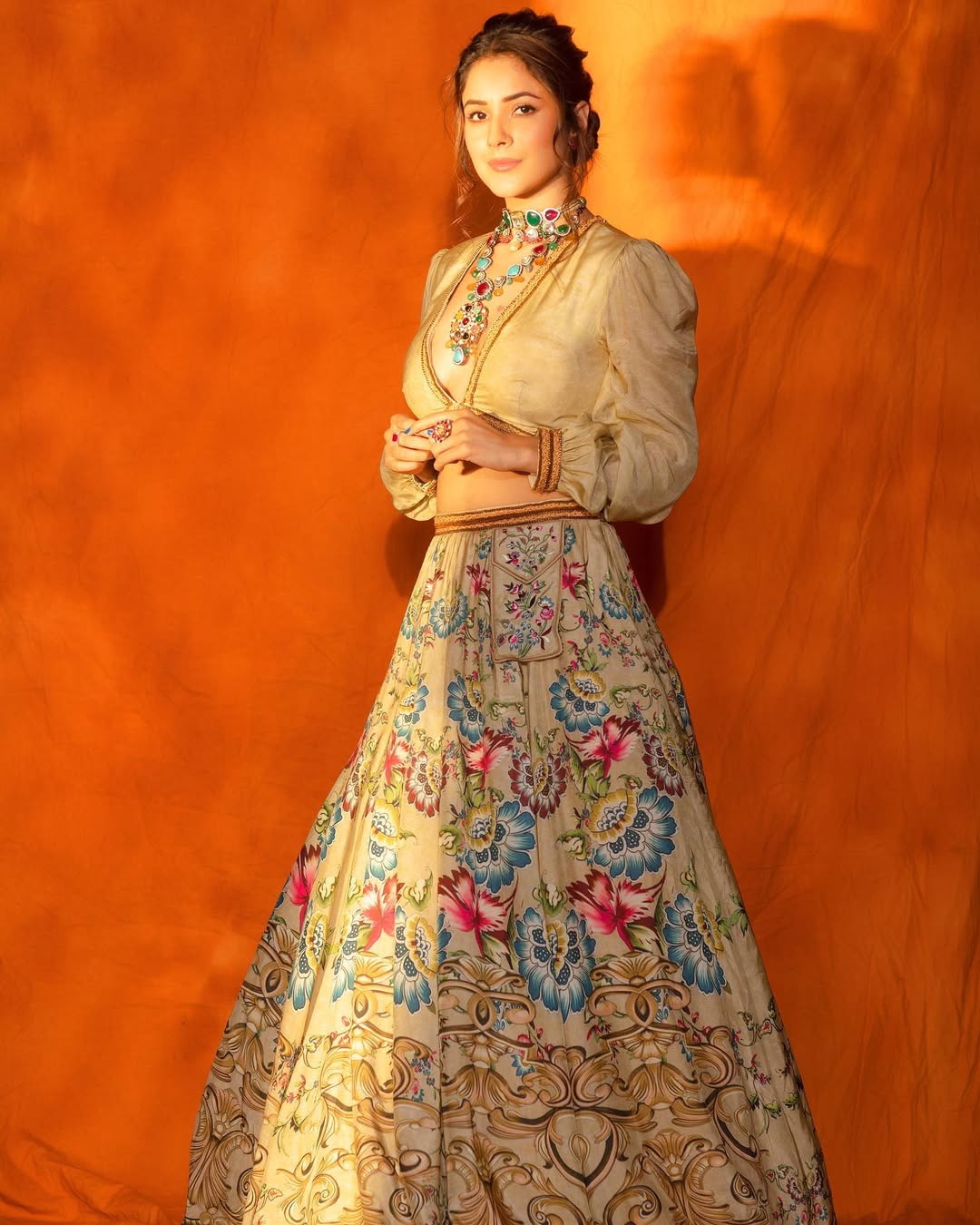 Shehnaaz Gill Delivers The Chicest Bridesmaid Goals In A Green Floral Lehenga