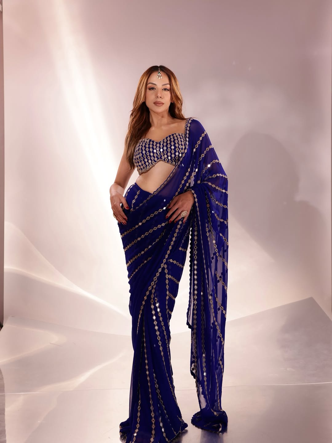 Nitibha Kaul Channelizes Her Inner Diva In Soft Georgette Saree, See Pics