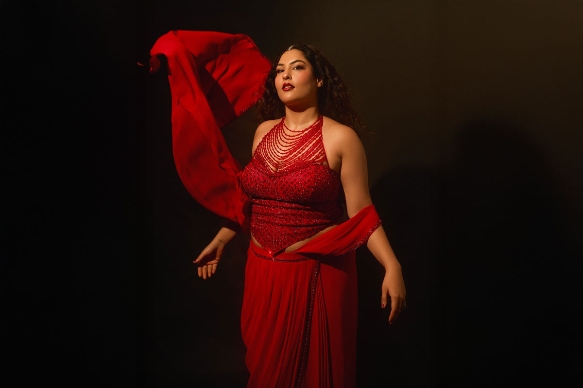 Sakshi Sindwani Turns Up the Heat in Striking Red Saree