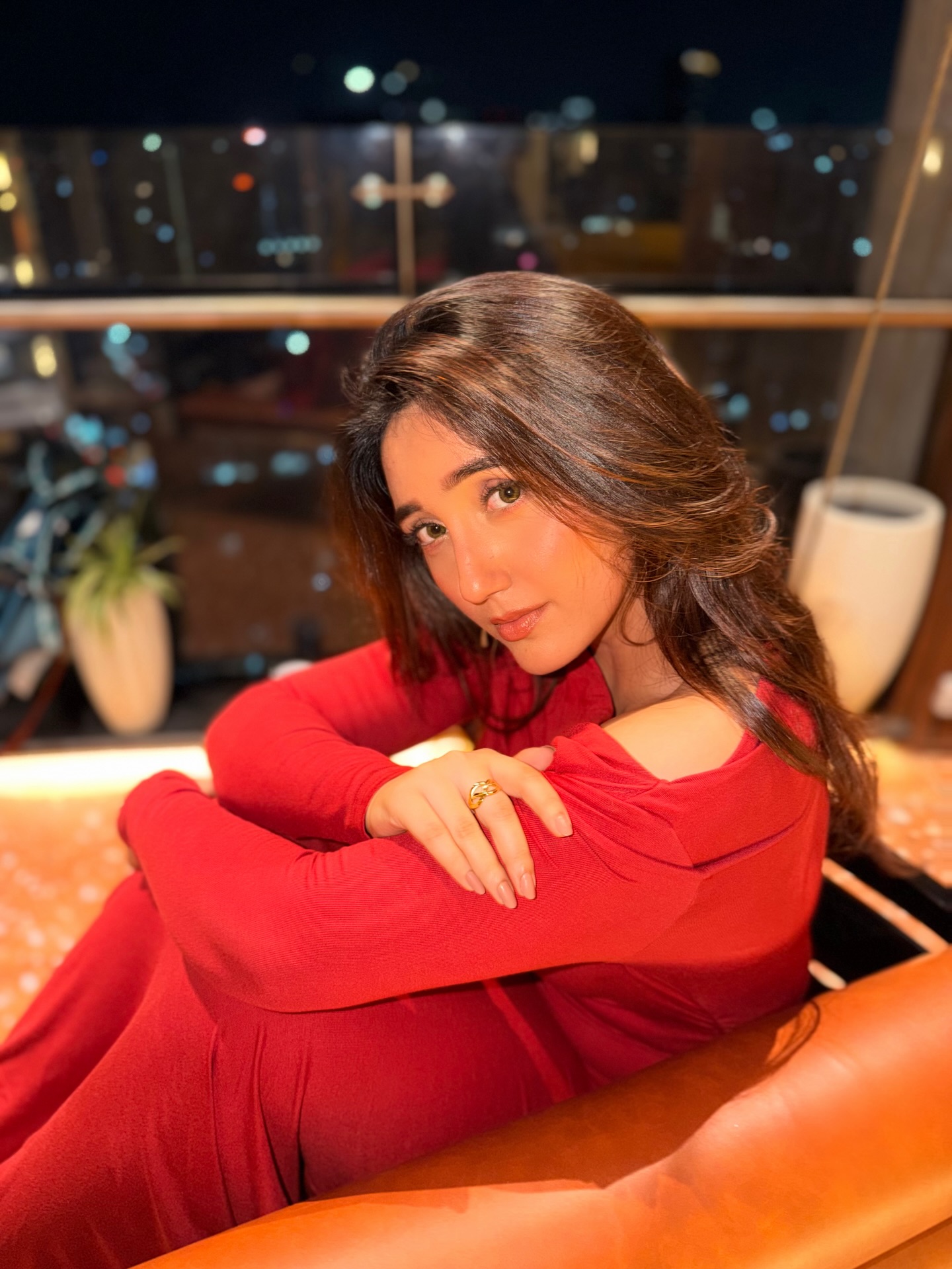 Ashnoor Kaur owns the scene in a ruched waist design that shapes the outfit while keeping the look effortlessly refined.