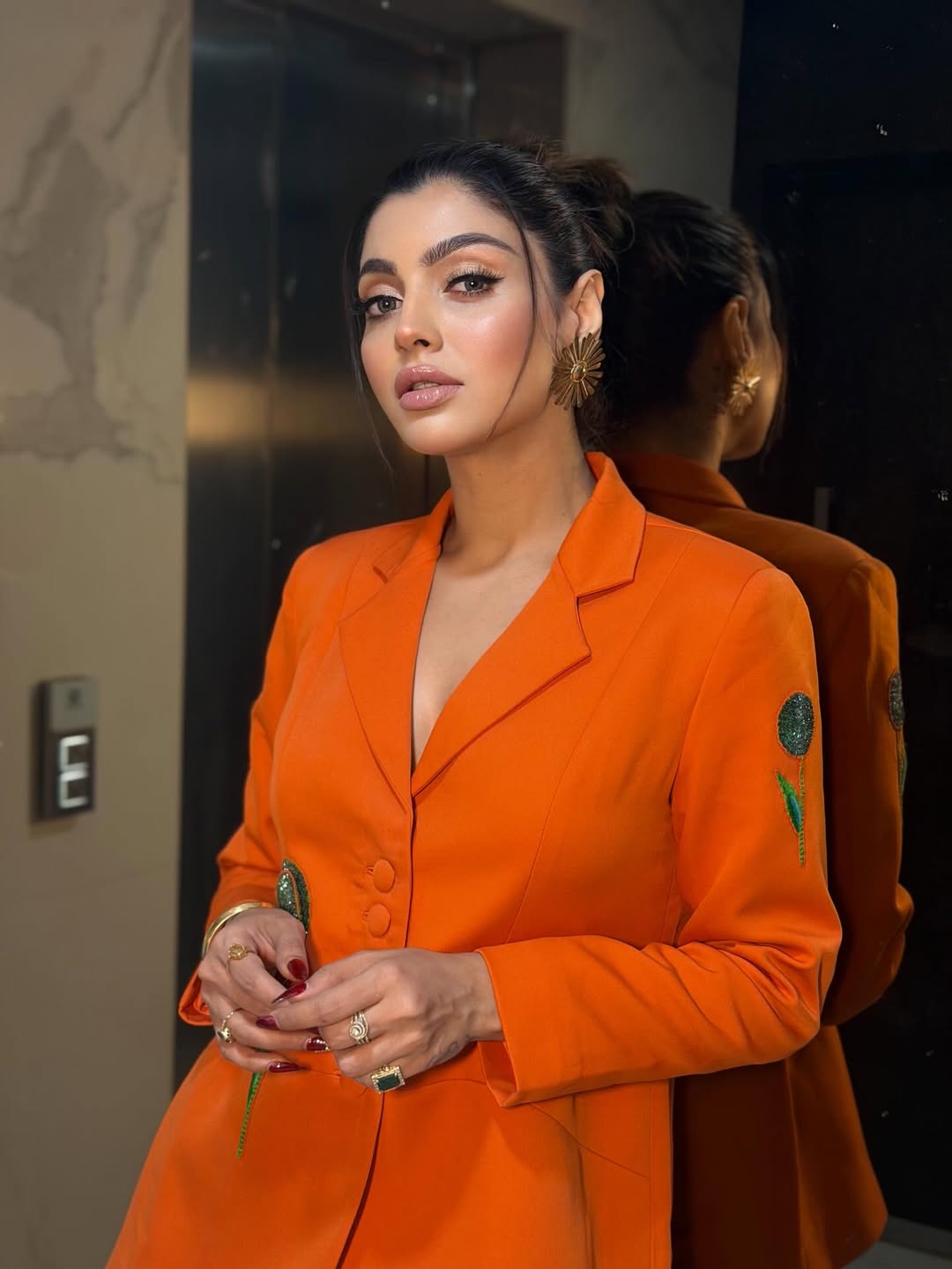 Akanksha Puri Serves Metallic Glam With Sharp Suit Styling