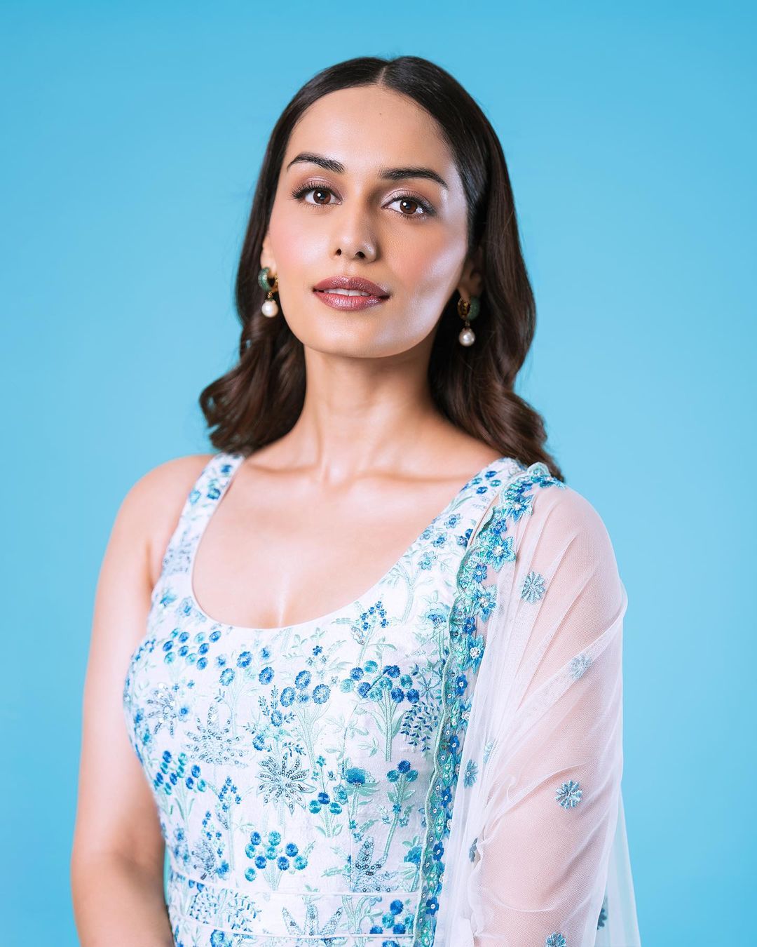 Manushi Chhillar Stuns in Periwinkle Suit Set: A Vision of Elegance!