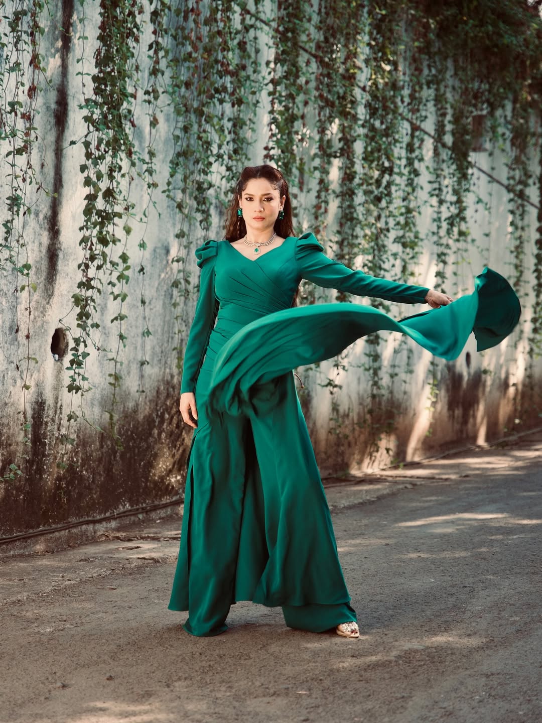 ankita lokhande green dress Elegant Outfit Look Color:pine