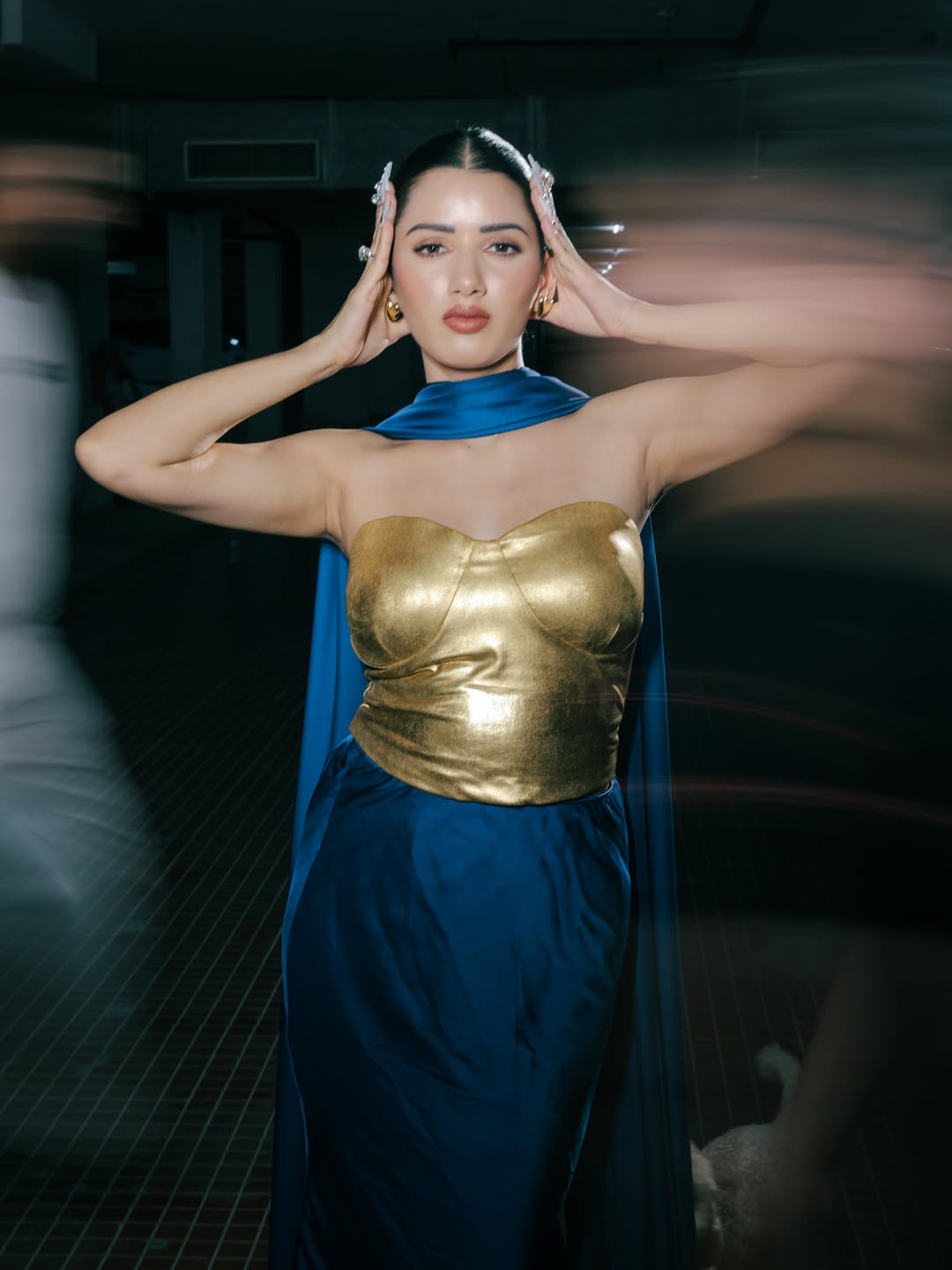 Neetu Bisht Redefines Glam In Bold Sapphire And Gold Fashion Moment