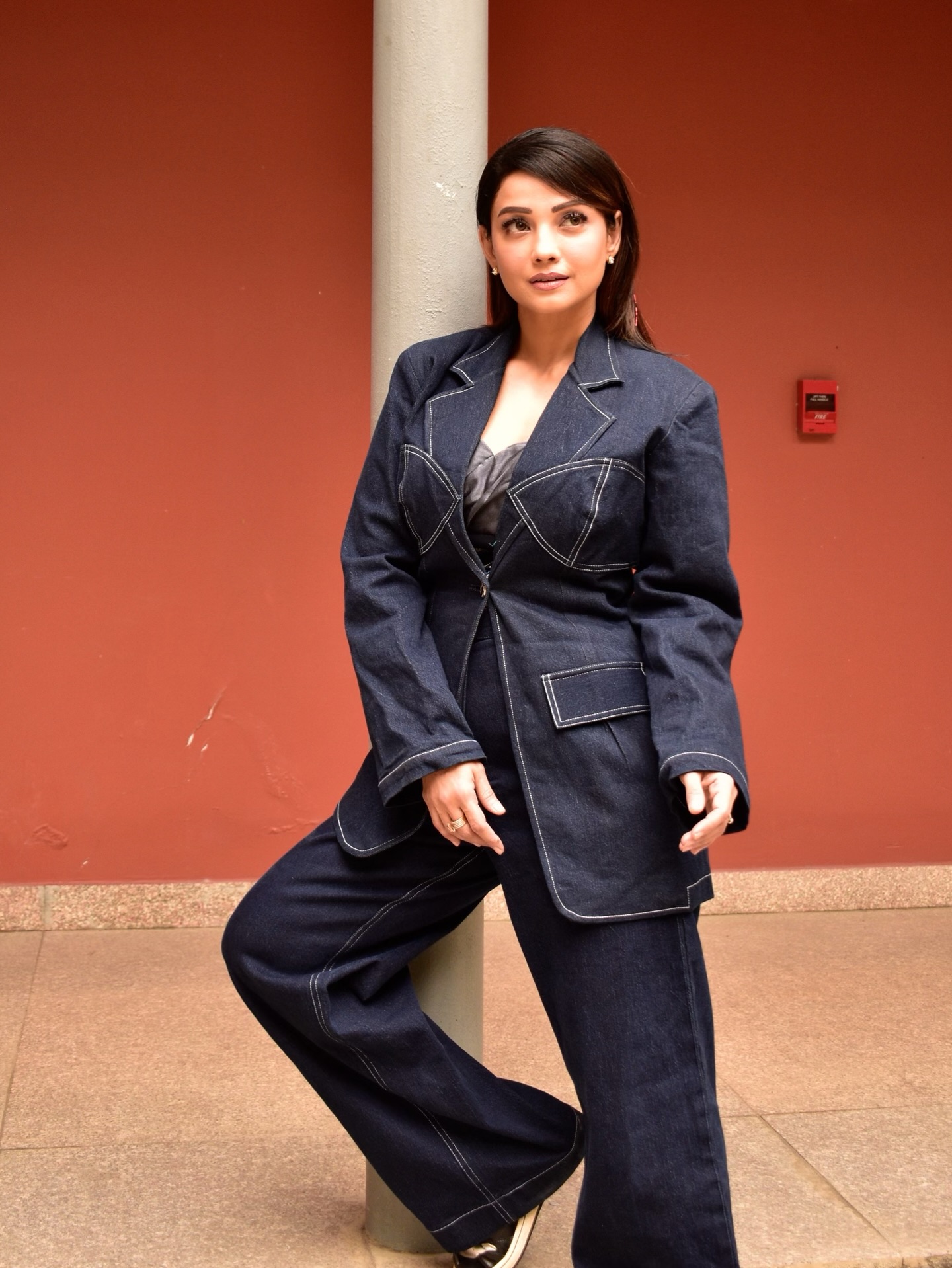 Adaa Khan completes the look with sleek hair and fresh makeup, proving that power dressing can be both chic and comfortable.