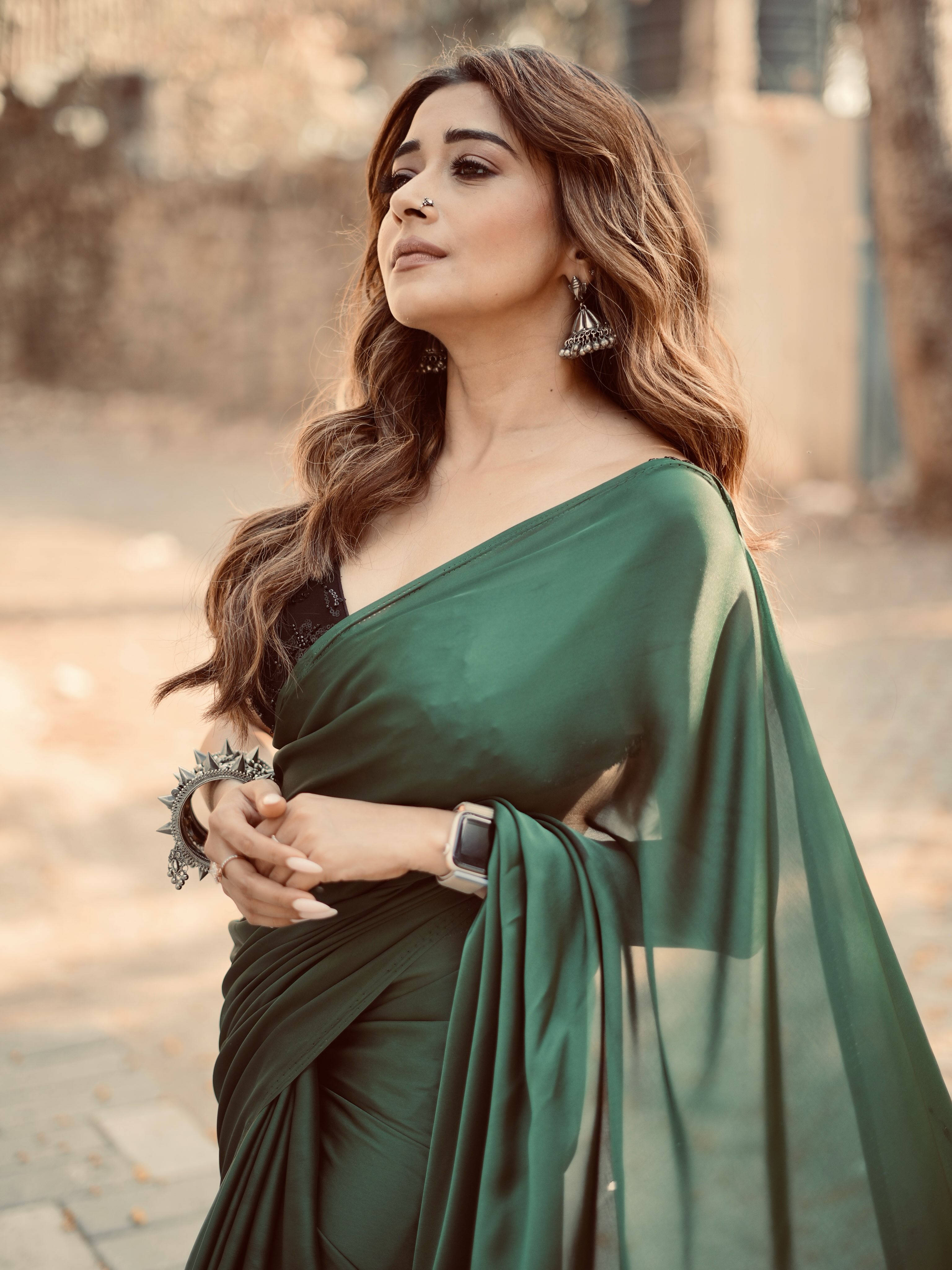 Tina Datta opts for subtle styling, allowing the monochrome ensemble to stand out with its refined simplicity.