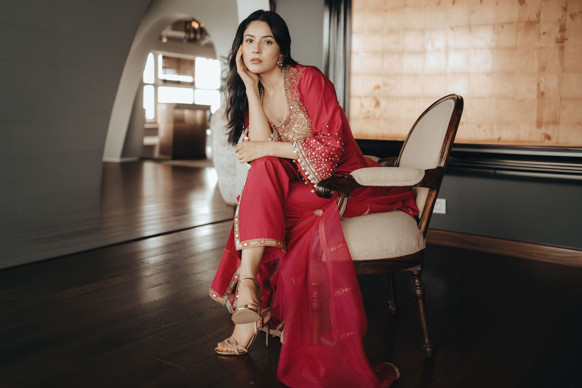 Shehnaaz Gill Serves Regal Elegance in a Striking Red Ensemble