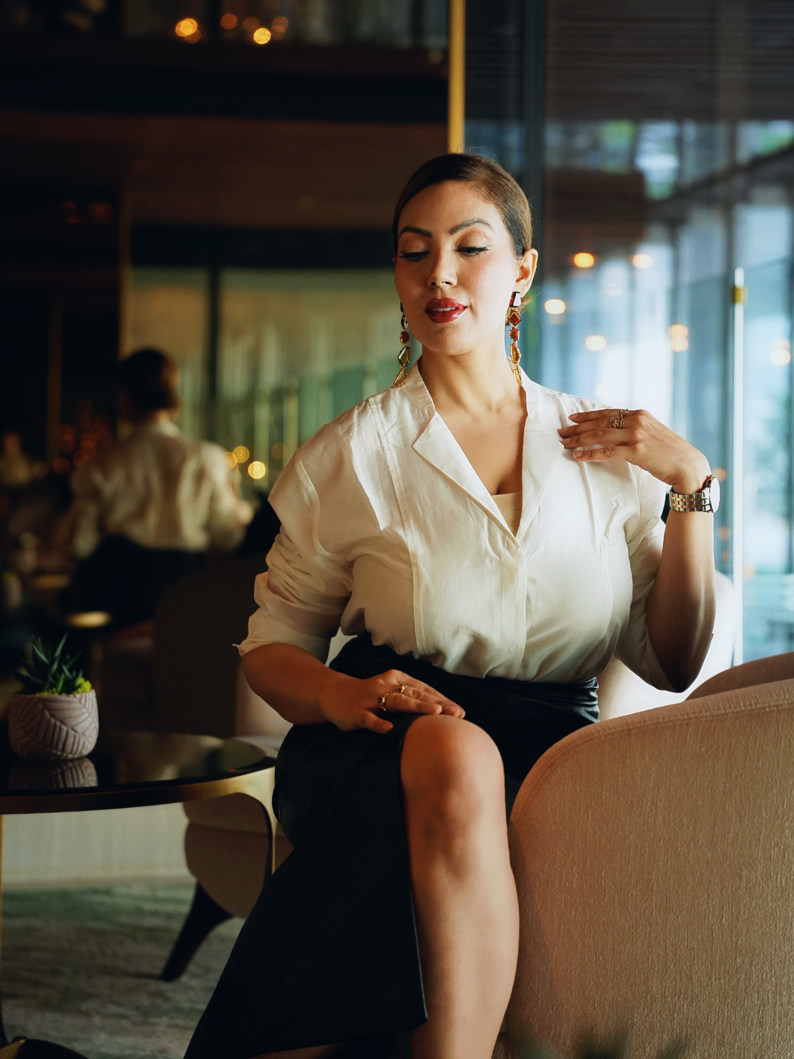 Munmun Dutta opts for delicate accessories and clean styling, proving that less is truly more.