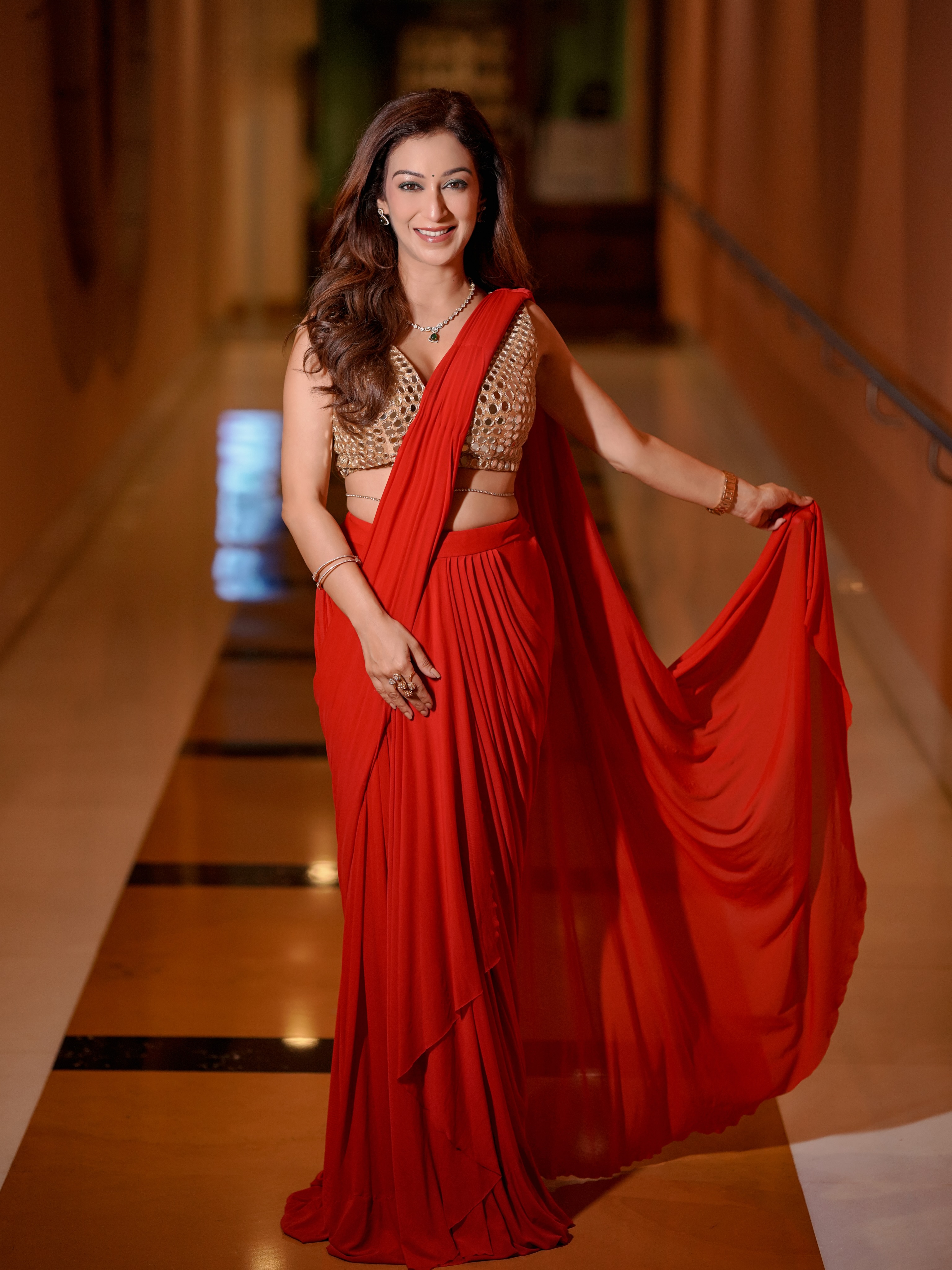Sunayana Fozdar lets the outfit do the talking with minimal accessories and refined styling.