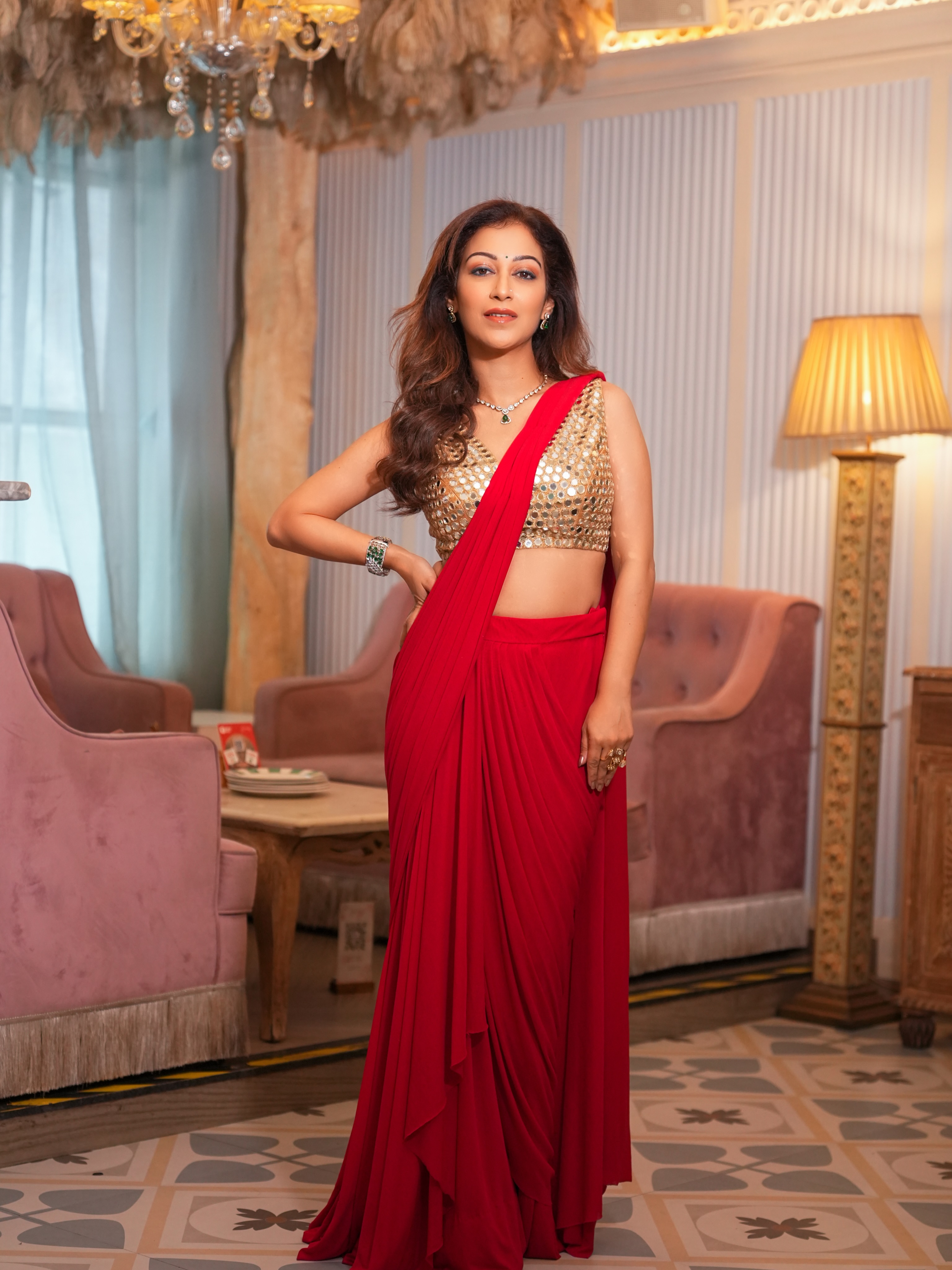Sunayana Fozdar proves that a red saree remains the ultimate choice for timeless elegance and glamour.