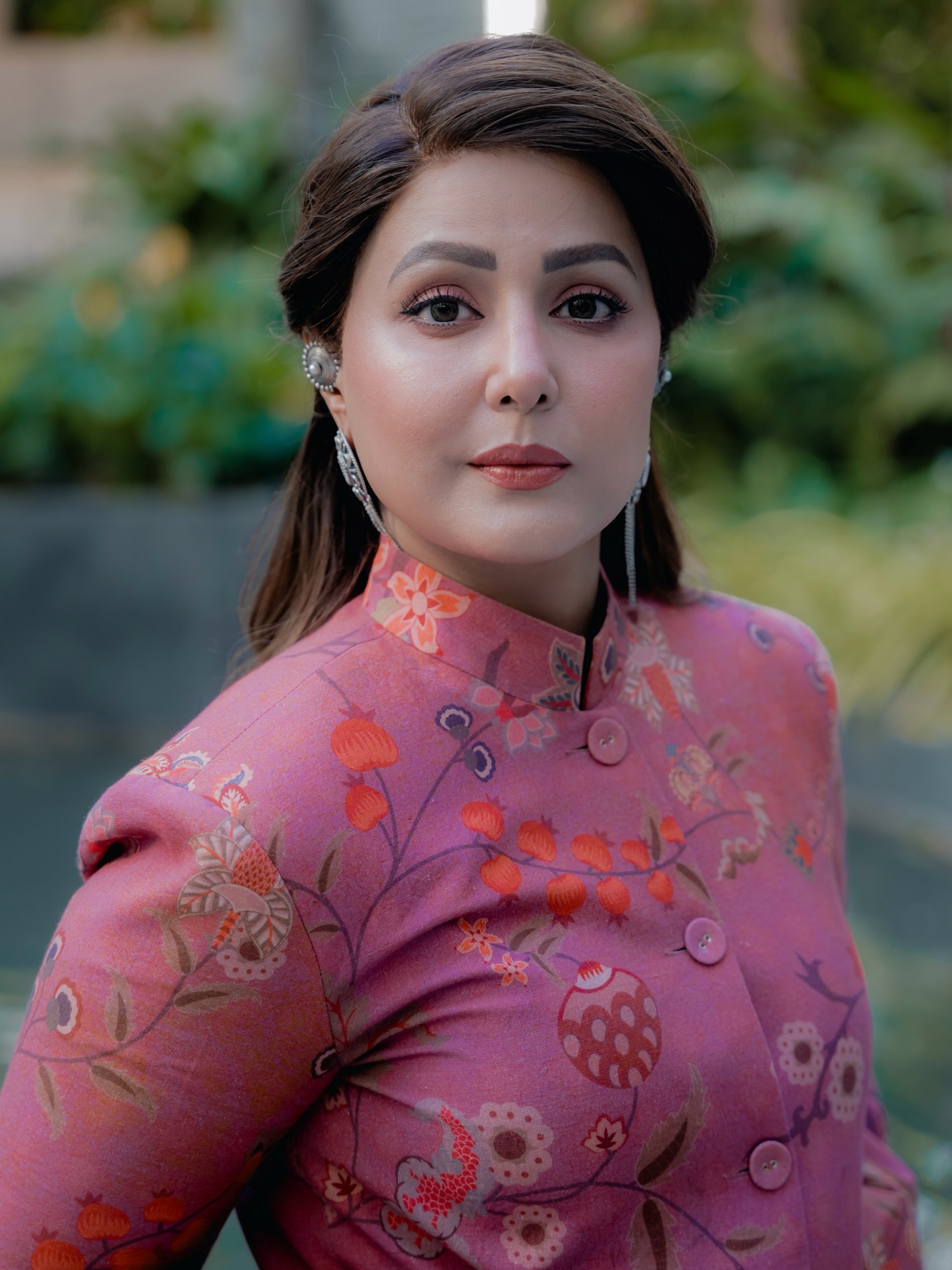 Hina Khan brings movement and flair to the look with a voluminous skirt that adds drama to every step.
