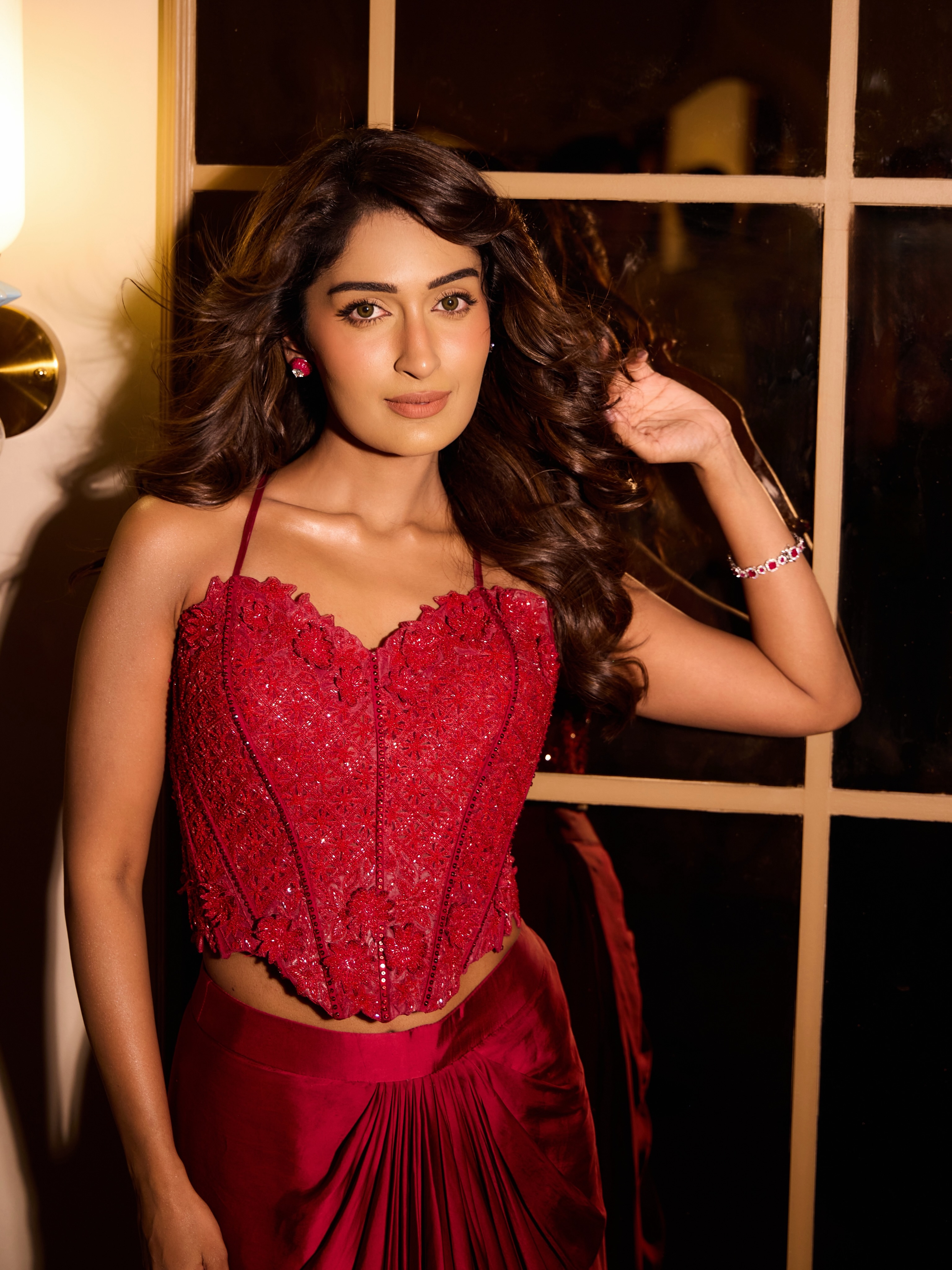Niharika NM Turns Heads in a Striking Crimson Corset Look