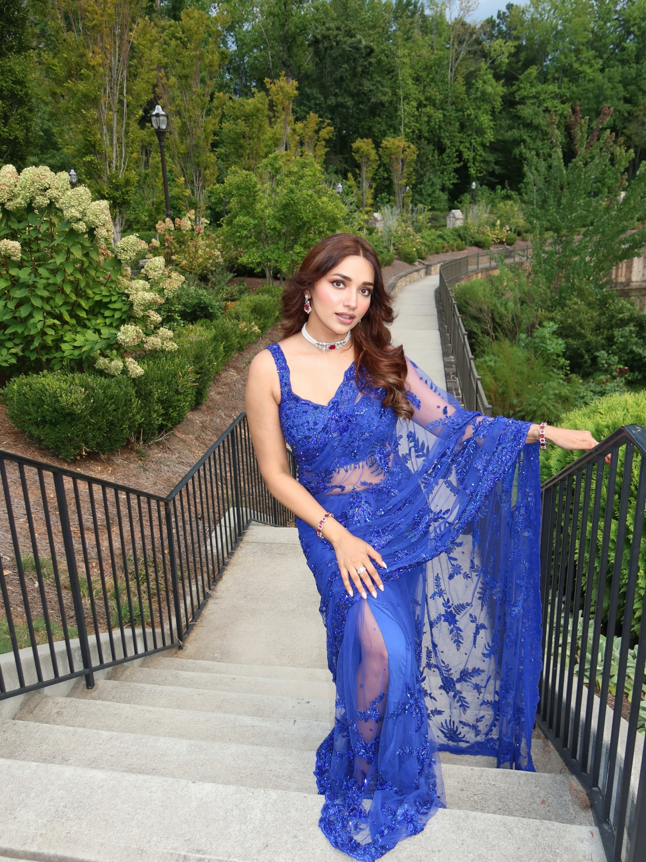 Jiya Shankar turns heads in a sheer embellished saree adorned with intricate floral detailing and delicate shimmer, creating a look that's equal parts bold and graceful.
