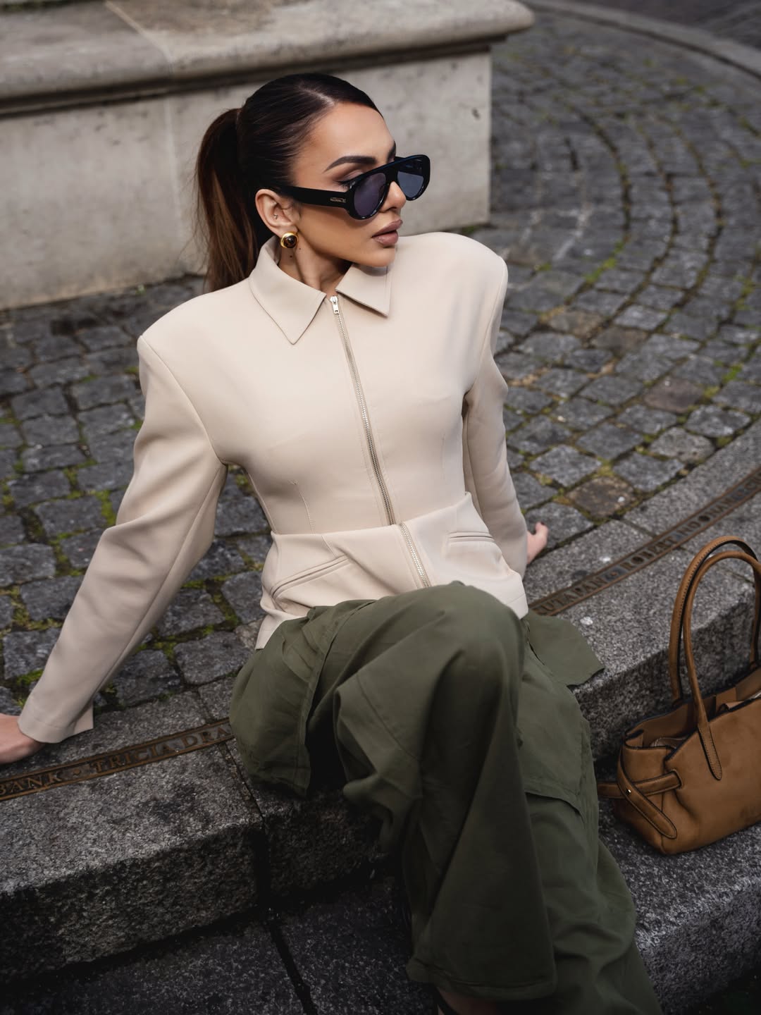 Nitibha Kaul steps out in a sharply structured beige blazer that defines the silhouette with clean lines and a modern fit.