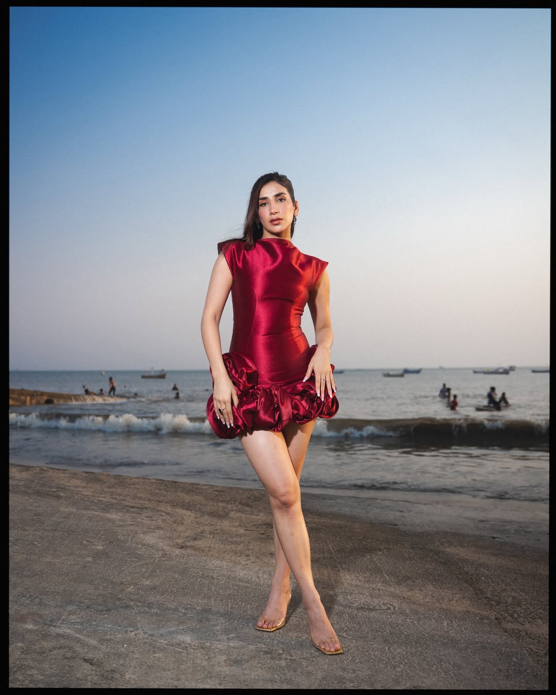 Parul Gulati completes the look with subtle styling and sleek heels, letting the outfit remain the focal point.