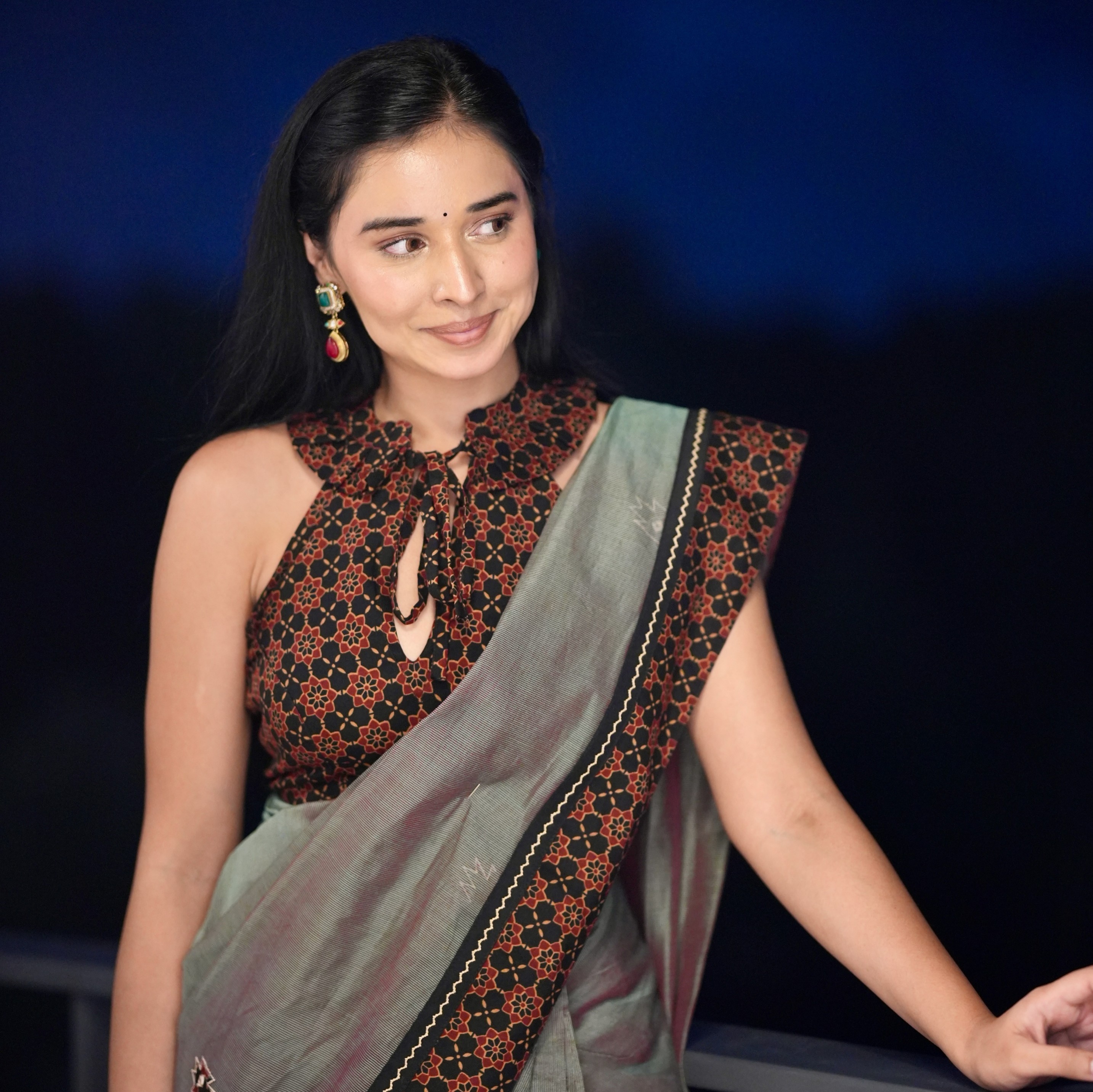 Tanya Mittal makes a striking impression in a muted-toned saree that blends simplicity with timeless charm.