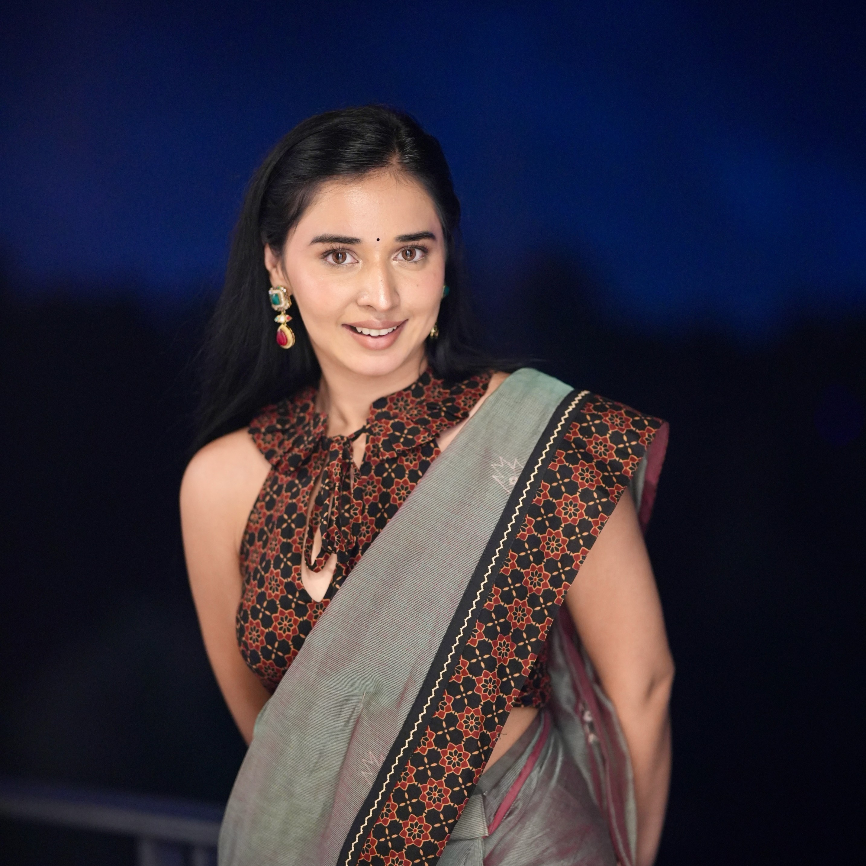 Tanya Mittal keeps the look rooted in heritage with delicate jewellery that complements the outfit beautifully.