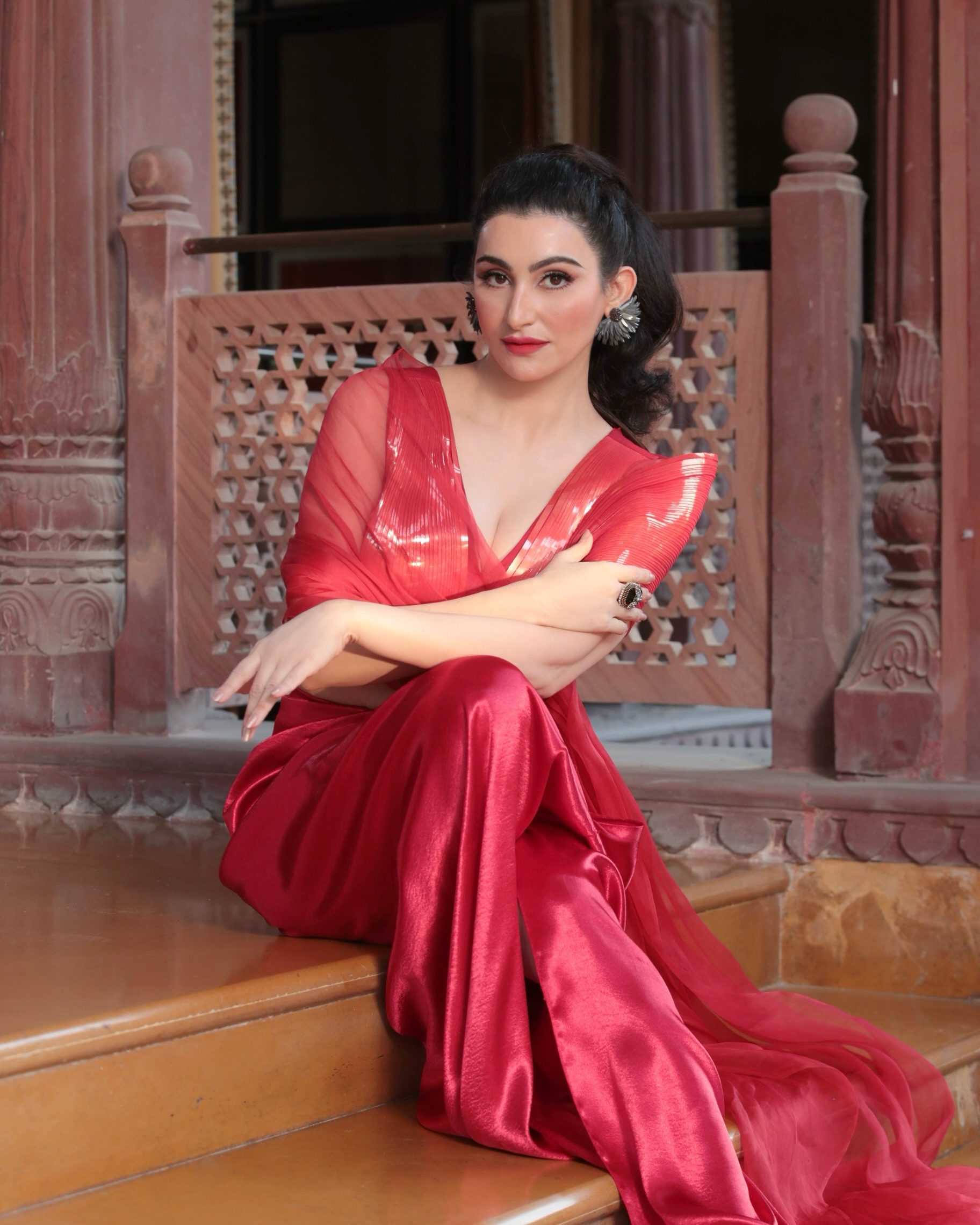Shalini Passi embraces fluid draping that adds movement, volume, and a runway-worthy appeal.