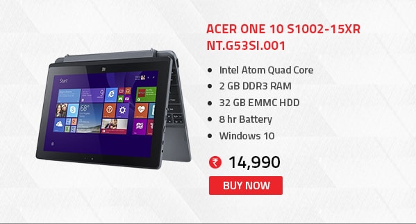 Acer One 10 S1002-15XR NT.G53SI.001 10.1 Inch Laptop (Quad Core/2GB/32GB eMMC/Win 10/Touch)